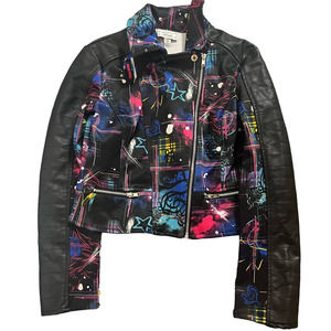 D-signed Disney Girls XS Moto Jacket Black Graphic‎ Design